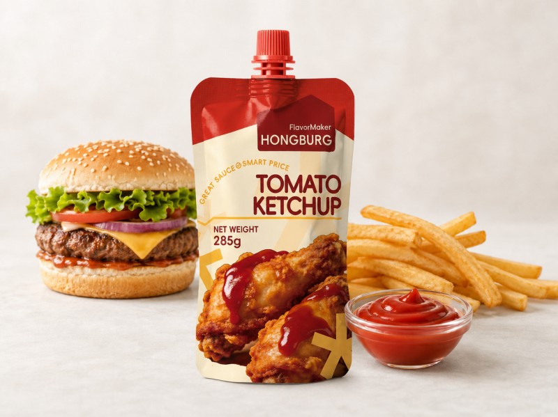 Ketchup de tomate clásico para patatas fritas y hamburguesas