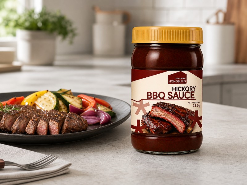 Salsa BBQ espesa de nogal ahumado y ahumado